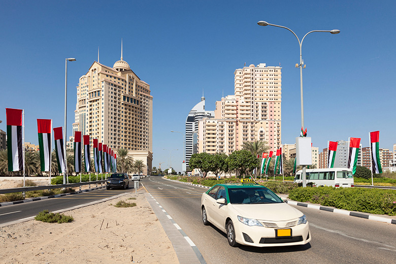 Main road to the Dubai Academic City, United Arab Emirates.