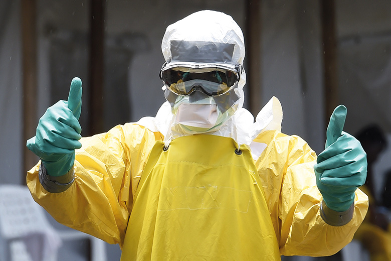 Ebola doctor giving thumbs up