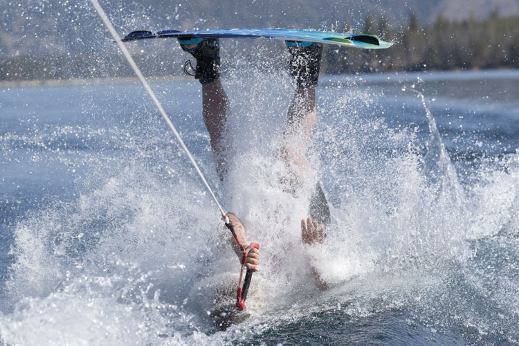 Man falling while water skiing