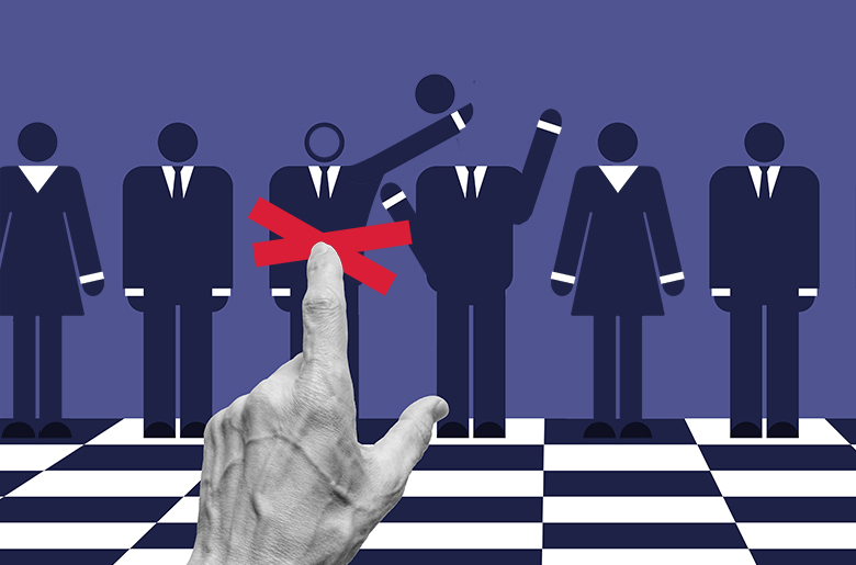 Man in a line-up being singled out for stealing another person’s head (their ideas). To illustrate punishment for research misconduct. Man in a line-up being singled out for stealing another person’s head (their ideas). To illustrate punishment for research misconduct.