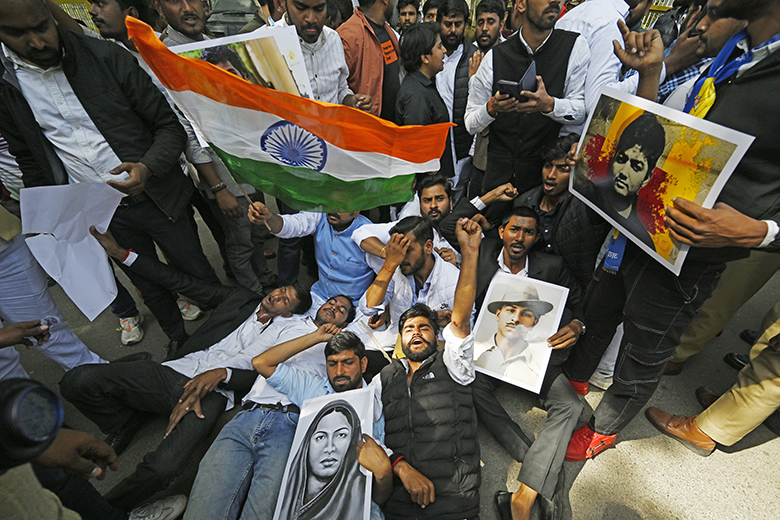 Students from various organisations at Lucknow University on 13 February 2026 in Lucknow, India. The protesters marched in support of the UGC Regulations, 2026, demanding the recognition of caste-based discrimination as a punishable offence.