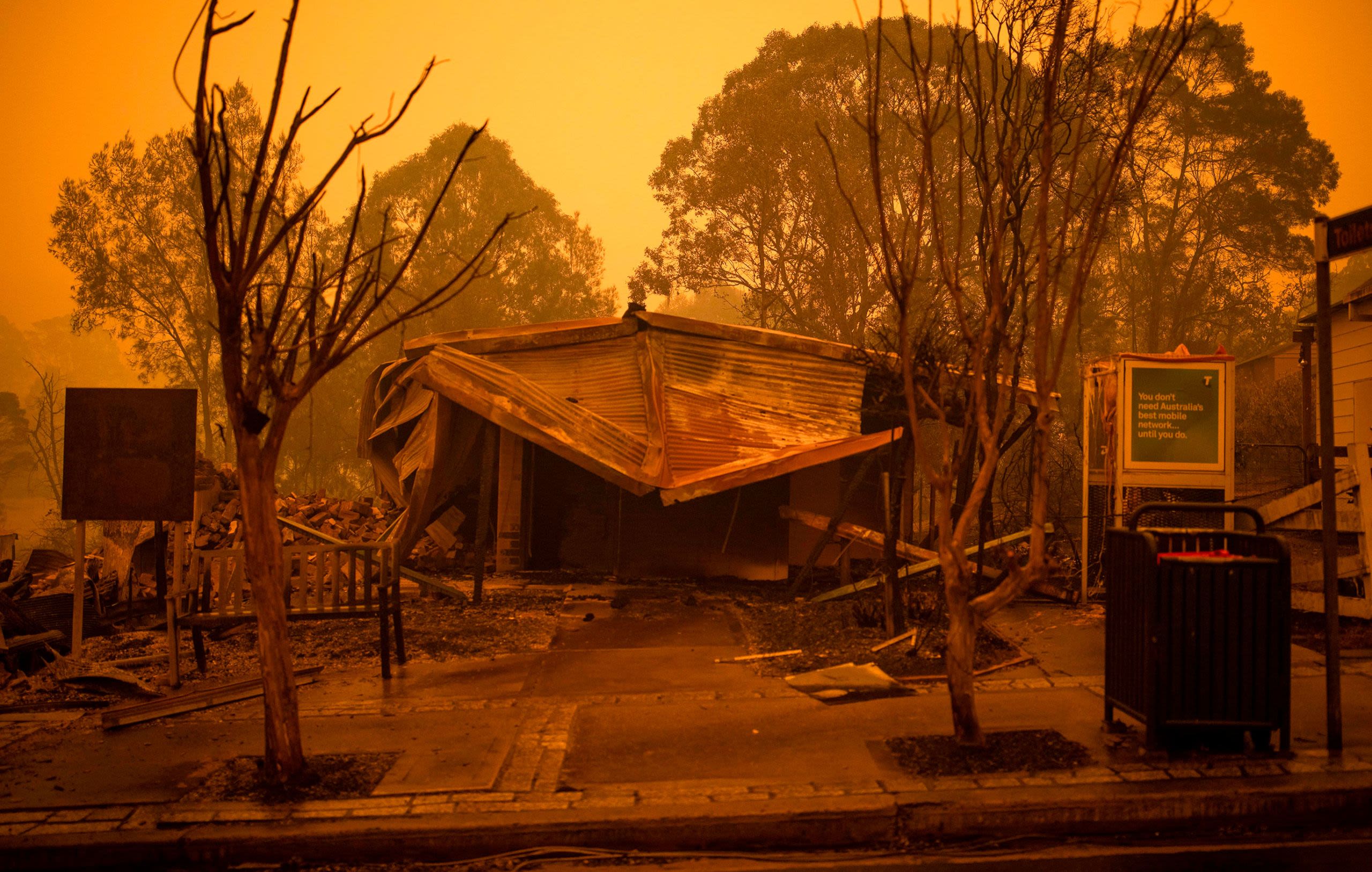 The remains of burnt out buildings in the New South Wales town of Cobargo in December 2019. Image: Sean Davey/Getty Images