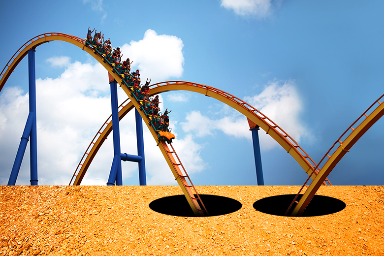 A roller coaster about to enter a hole. To illustrate that administrative staff in Australia’s educational institutions are braced for a white-knuckle ride of uncertainty with regards to domestic enrolments. A roller coaster about to enter a hole. To illustrate that administrative staff in Australia’s educational institutions are braced for a white-knuckle ride of uncertainty with regards to domestic enrolments.