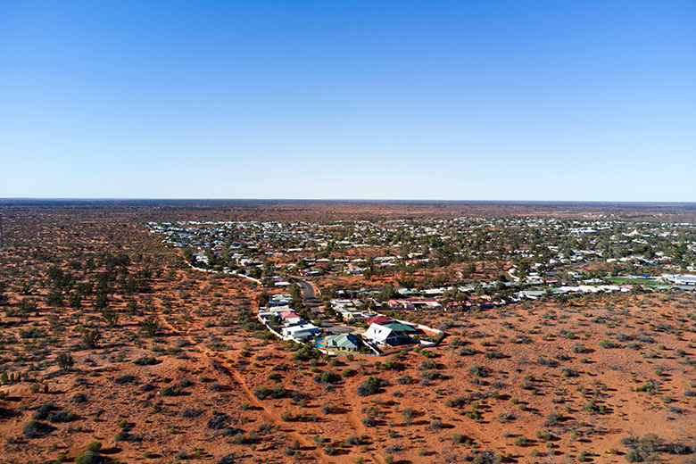 Aerial view of the mining community of Roxby Downs in the South Australia desert outback. Aerial view of the mining community of Roxby Downs in the South Australia desert outback.