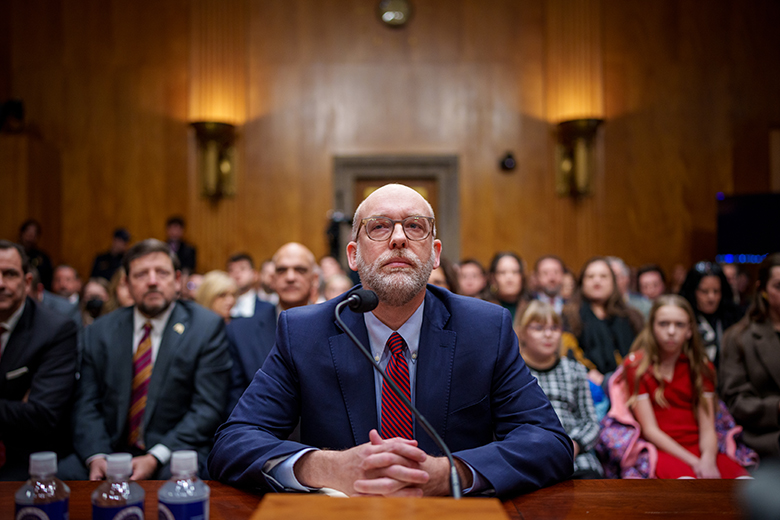 US president-elect Donald Trump’s nominee for Office of Management and Budget director Russell Vought arrives for a Senate Homeland Security and Governmental Affairs confirmation hearing on Capitol Hill on 15 January 2025 in Washington, DC.