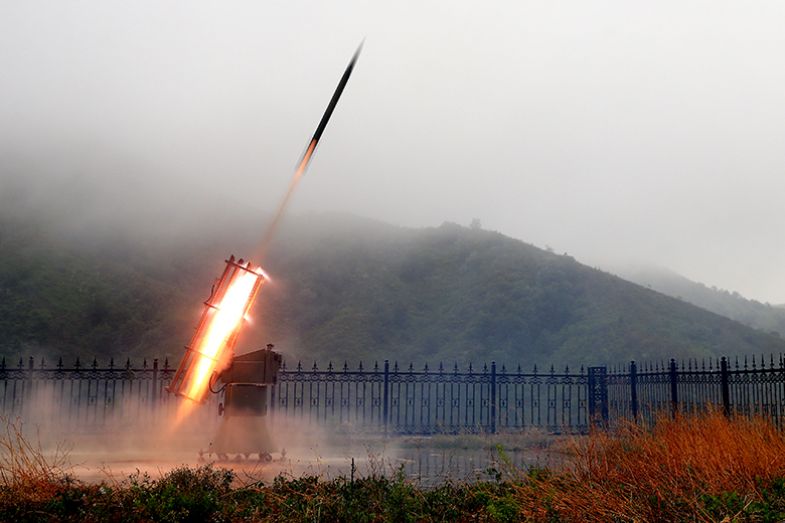 A cloud-seeding rocket is launched in an attempt to make rain on 15 May 2021 in Shijiazhuang, Hebei Province of China. Manipulating the weather is one area covered in Aria’s diffuse grant portfolio.