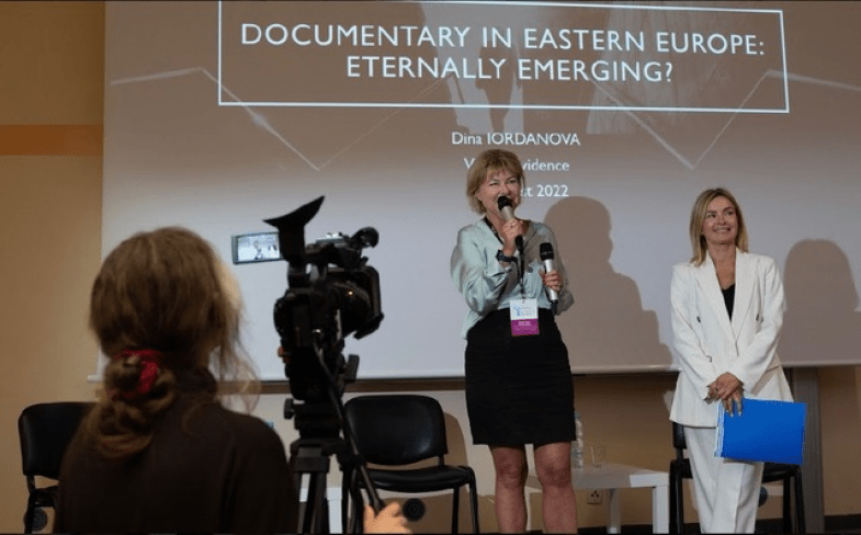 Agnieszka Piotrowska (left) and Anna Jurkowska-Zeilder at the Visible Evidence conference