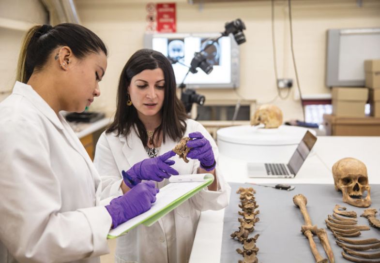 Students analyse human remains as part of forensic anthropology research