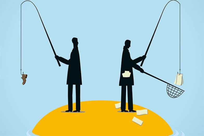 Illustration of fishing for paper