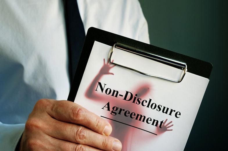 A figure trapped in a non-disclosure agreement. A figure trapped in a non-disclosure agreement.