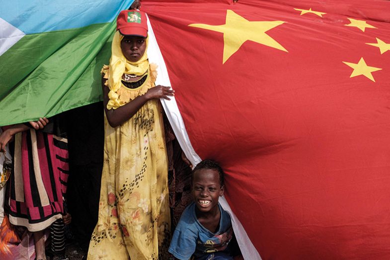 Chinese and Djiboutian national flags