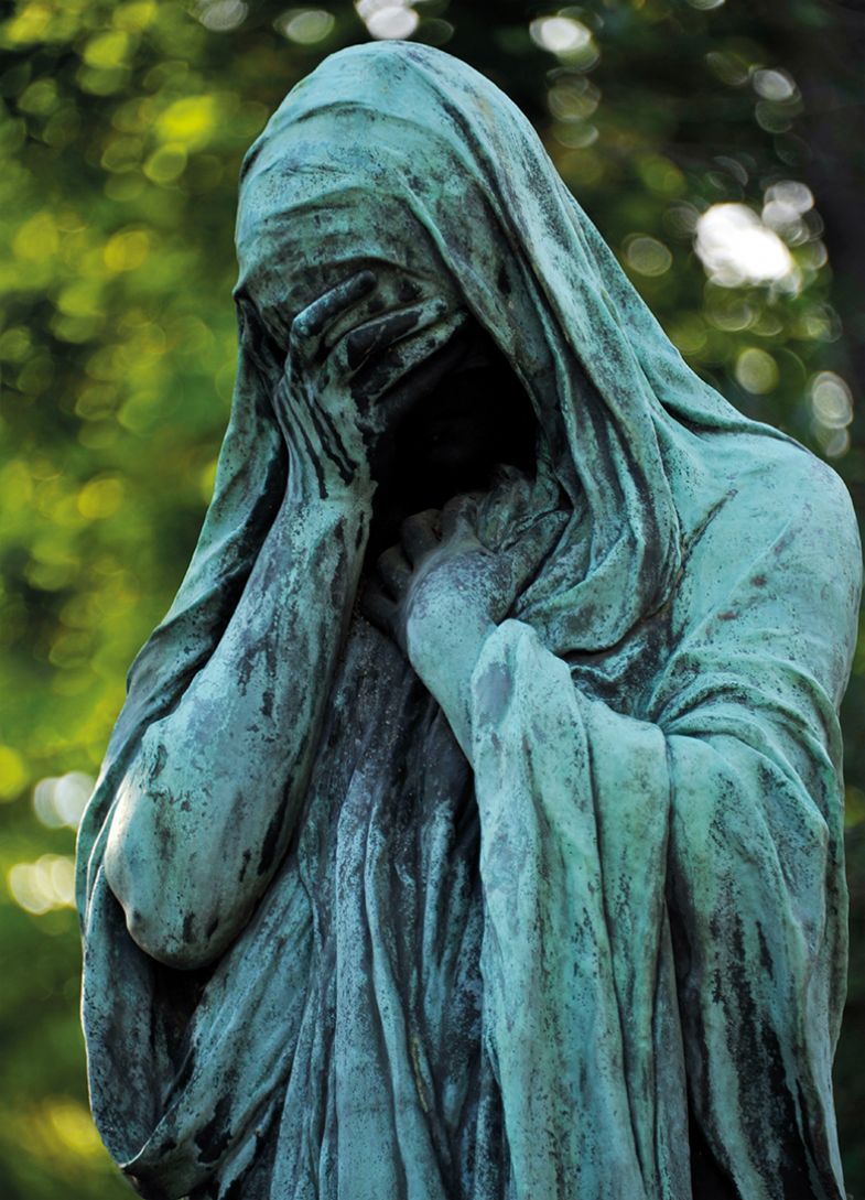 Grieving statue