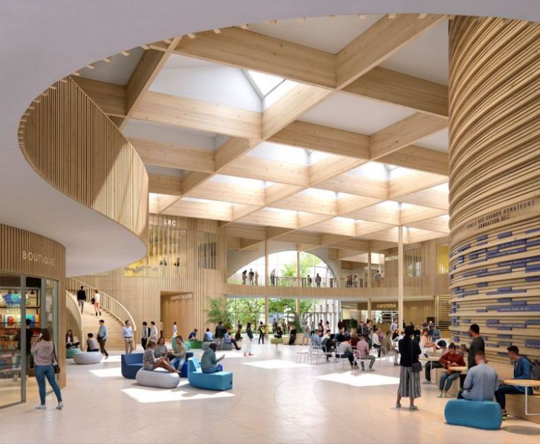 Wooden interiors of the HEC Campus 