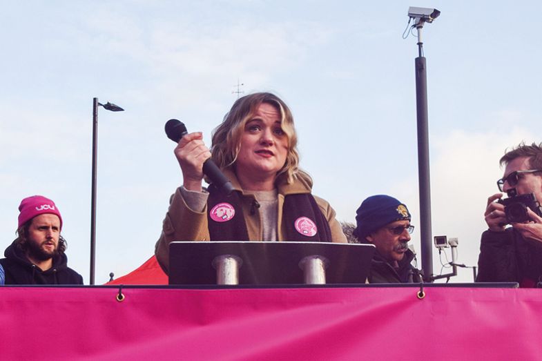 30th November 2022. UCU general secretary Jo Grady gives a speech. Thousands of people gathered outside King's Cross Station for a rally in support of university strikes.