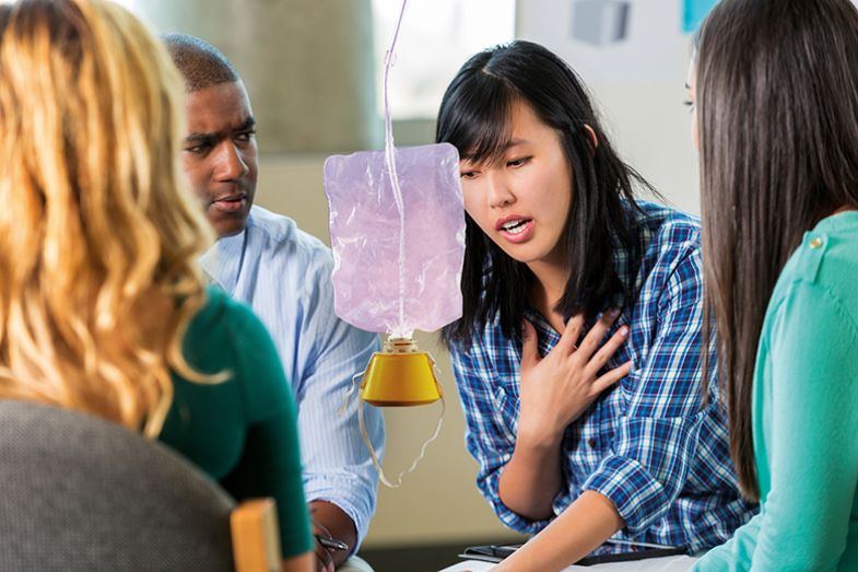 students with oxygen mask students with oxygen mask