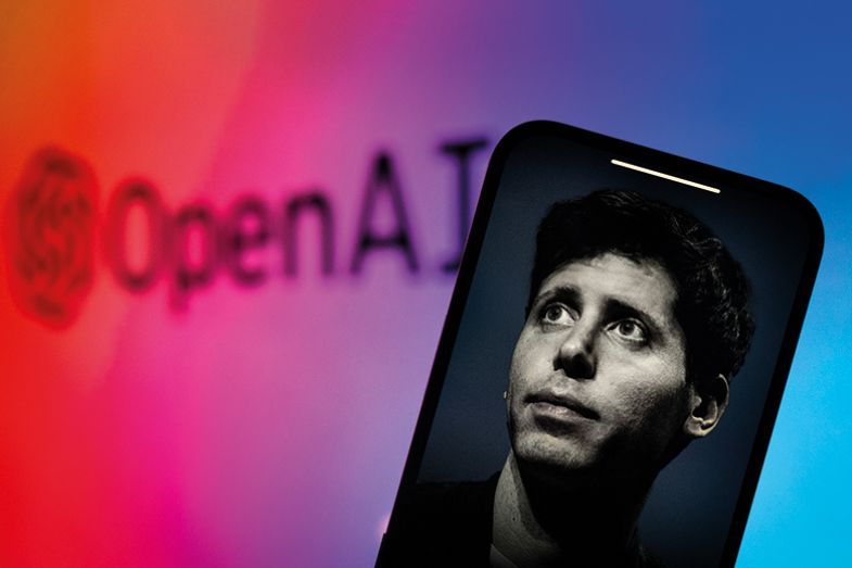 An effigy of former OpenAI CEO Sam Altman is seen on a mobile device screen in this illustration photo