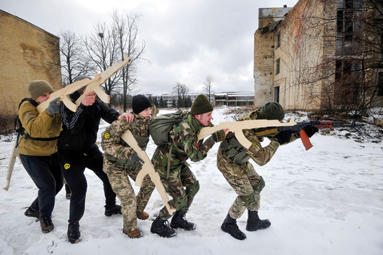 Ukrainian civilians received military training as preparation for the Russian invasion