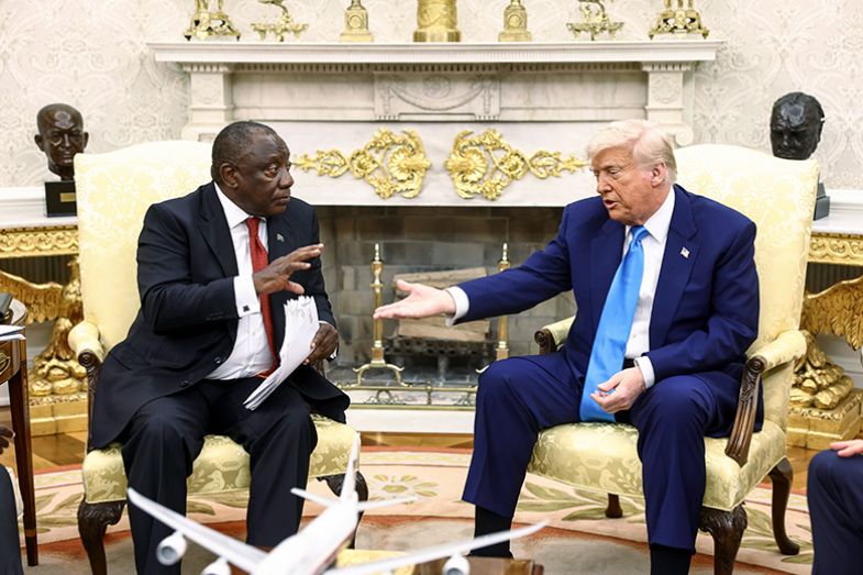 South African president Cyril Ramaphosa and US president Donald Trump during a meeting in the Oval Office of the White House, Washington DC, in May 2025. Trump rejected Ramaphosa’s argument that there was no genocide against white Afrikaners. South African president Cyril Ramaphosa and US president Donald Trump during a meeting in the Oval Office of the White House, Washington DC, in May 2025. Trump rejected Ramaphosa’s argument that there was no genocide against white Afrikaners.