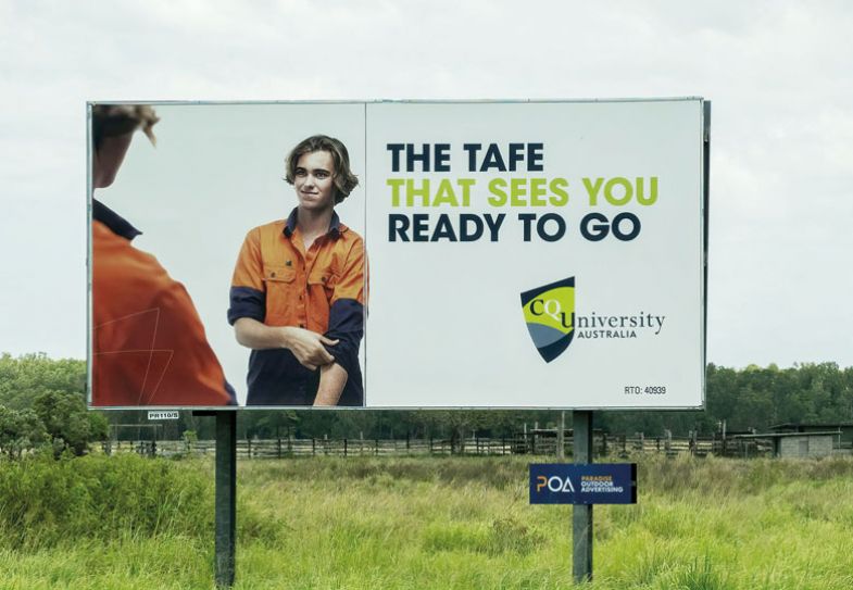 Bruce Highway, Townsville to Mackay, Queensland, Australia, Tafe University outdoor advertising billboard
