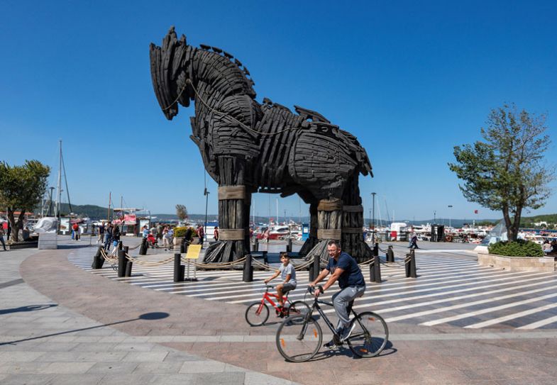 Wooden Trojan Horse in city center of Eanakkale, Turkey
