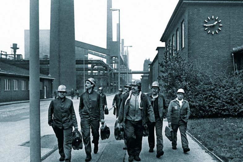 Coking plant Zollverein, Coal Mine Industrial Complex in Essen, workers during change of shift  