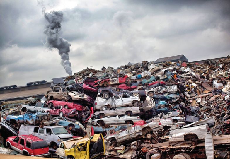   A vast scrapyard dominates the landscape in a spot that was once one of the busiest steel mills along the famous American Rust Belt 