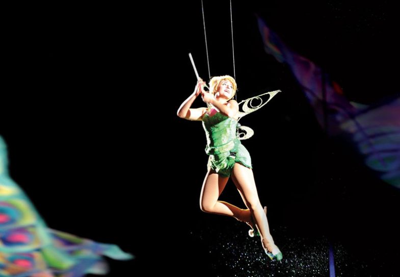 Tinker Bell performs during a Disney on Ice production