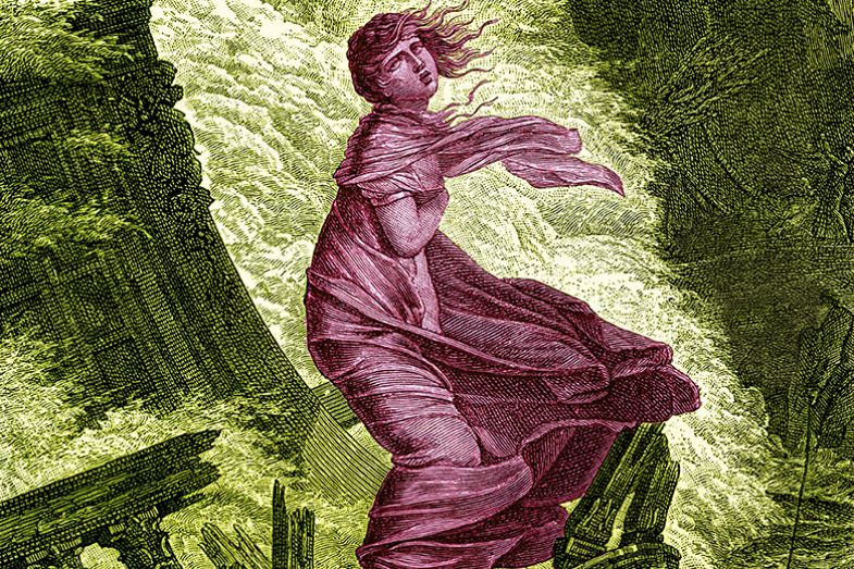 Illustration of a woman in a storm