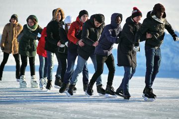 A group of ice skaters
