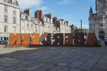 Aberdeen city name letters in Castlegate Aberdeen city name letters in Castlegate