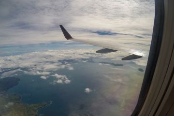 Aerial Landscape View of the Mountain Tropical Coastline Beach of Nadi Airport, Fiji