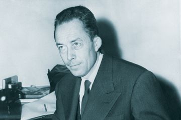 Albert Camus, illustrating a review of ‘Albert Camus and the Human Crisis’ by Robert Emmet Meagher (Pegasus Books)