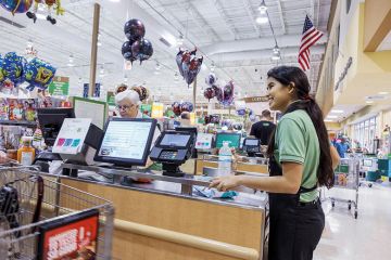 American checkout worker