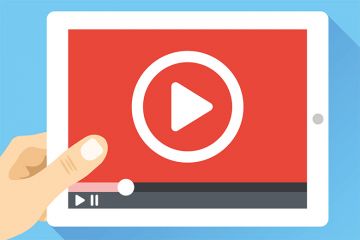 Tablet PC showing video play button (illustration) Tablet PC showing video play button (illustration)