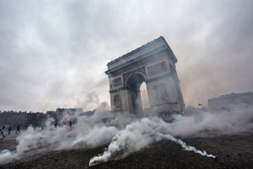 protest at Arc de Triomphe in Paris protest at Arc de Triomphe in Paris