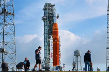 Nasa staff prepare for the launch of the Artemis rocket