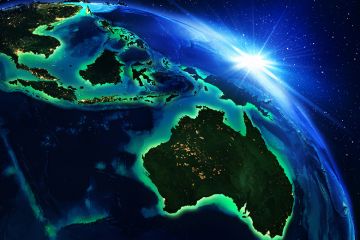 Asia-Pacific region at night