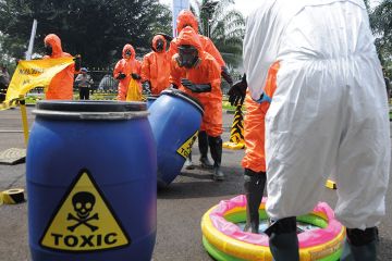 Barrels of toxic liquid