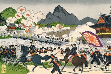 Battle woodcut print