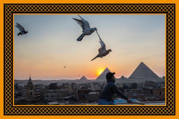 A man releases pigeons backdropped by the Giza pyramids in Egypt. To illustrate the rising of Egyptian universities in the Arab University Rankings 2024 A man releases pigeons backdropped by the Giza pyramids in Egypt. To illustrate the rising of Egyptian universities in the Arab University Rankings 2024