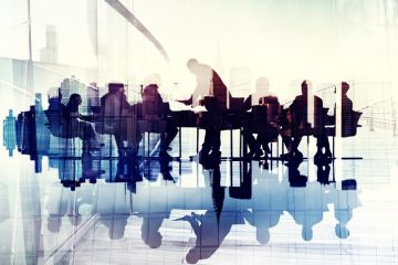 Abstract image of a board meeting