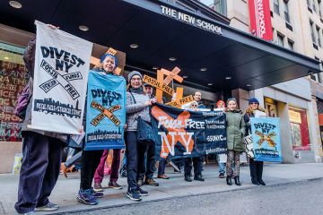 Protest on divestment from fossil fuels