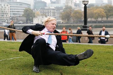 Boris Johnson in tug of war Boris Johnson in tug of war