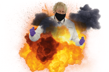 Boris Johnson amid explosion