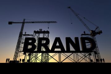 University branding A giant sign reading "Brand" on scaffolding