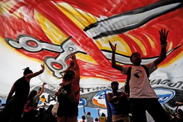 Professors and students protest against cuts to federal spending on higher education planned by Brazil’s President Jair Bolsonaro’s right-wing government in Brasilia in May 2019