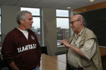 Jeffery Epstein is seen in conversation with Professor Marvin Minsky, known as “the father” of Artificial Intelligence.