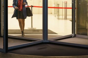 Business woman leaving the office Business woman leaving the office