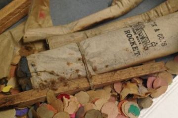 Confetti and rockets from 1897 Cambridge protest