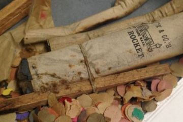 Confetti and rockets from 1897 Cambridge protest 